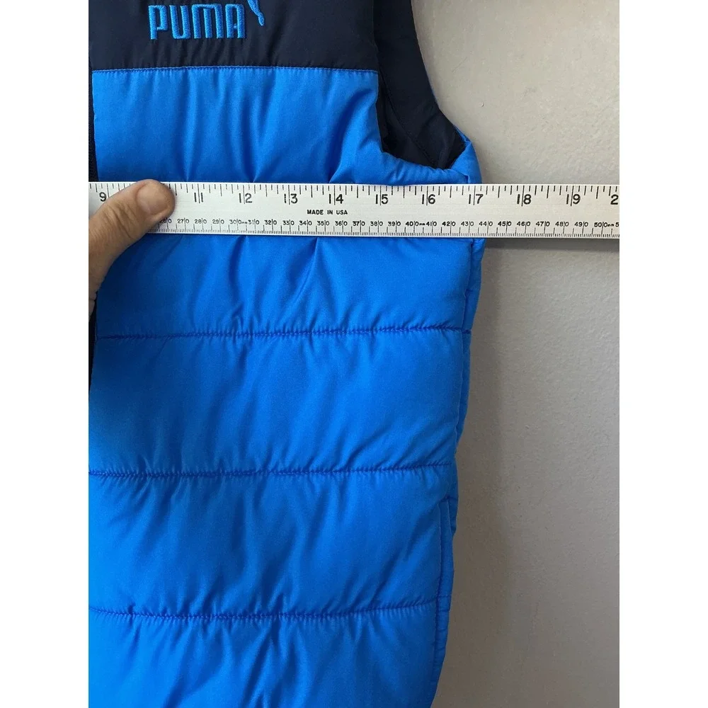 Puma Boys Blue Navy Quilted Puffer Vest Full Zip Size M 10/12